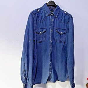 Buffalo western‎ blue jean style button down mens size XL shirt